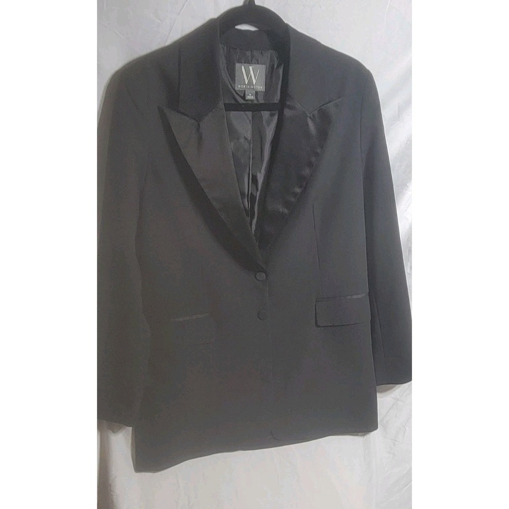Worthington Blazer Size M Black Tuxedo Look Profesional Or Night Out Cocktails
